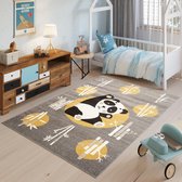 Tapiso Fiesta Vloerkleed Kinderkamer Creme Oranje Panda Duurzaam Interieur Duurzaam Hoogwaardig Tapijt Maat - 120x170