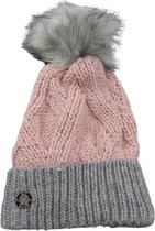 Muts dames winter met omslagrand en pompon