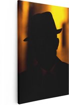 Artaza Canvas Schilderij Silhouet Van Een Man Met Een Hoed - 20x30 - Klein - Foto Op Canvas - Canvas Print