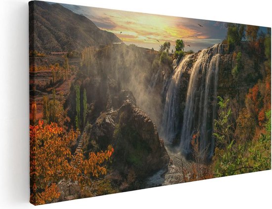 Artaza - Canvas Schilderij - Watervallen Vanaf De Kliffen - Foto Op Canvas - Canvas Print