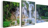 Artaza Canvas Schilderij Drieluik Waterval In Het Tropische Natuur - 120x60 - Foto Op Canvas - Canvas Print