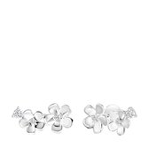 Lucardi Dames Oorknoppen bloemen met zirkonia - Oorbellen - Cadeau - Echt Zilver - Zilverkleurig