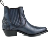 Mayura Boots 2487 Marine Blauw/ Dames Cowboy Western Fashion Enklelaars Spitse Neus Schuine Hak Elastiek Sluiting Echt Leer Maat EU 36
