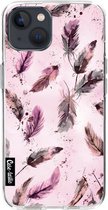 Casetastic Apple iPhone 13 Hoesje - Softcover Hoesje met Design - Feathers Pink Print
