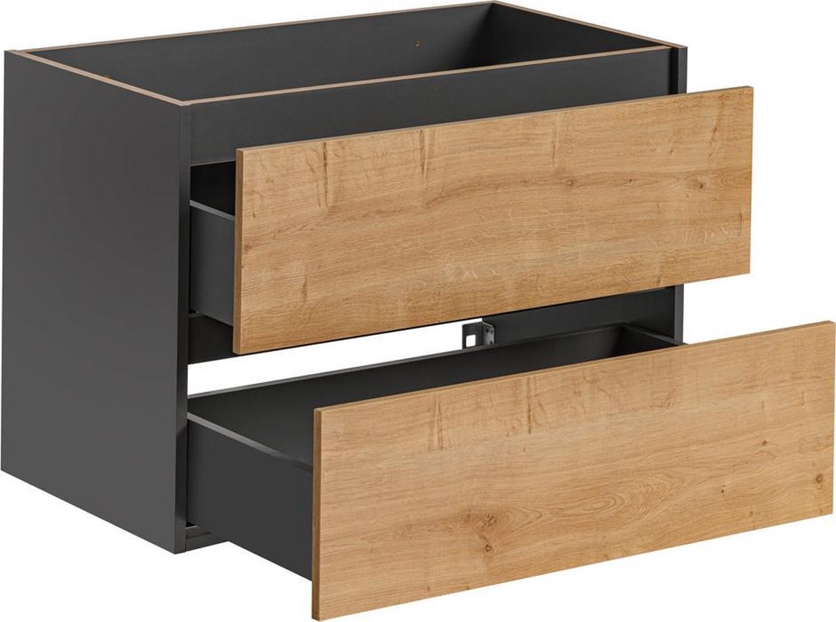 Pelipal Bathroom hanging cabinet Quickset 313 in Sanremo oak terra transverse replica, 60 cm wide | bathroom wall cabinet with 2 doors and 2 shelves
