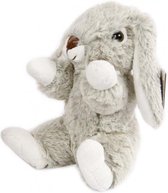 knuffel konijn zitttend pluche 20 cm grijs/wit