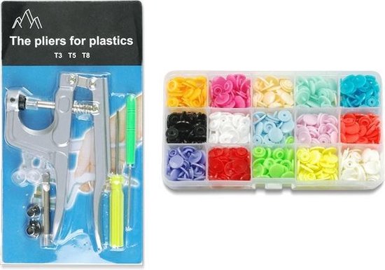 T3 Plastic Gekleurde Drukknopen 10mm Set - Drukknoop Installeren Tang