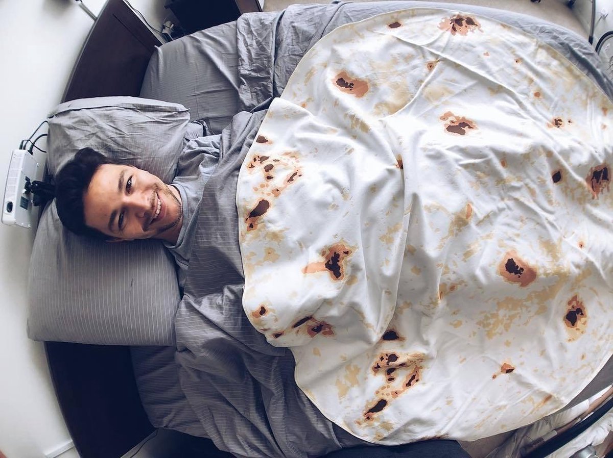 FainFun Burrito Tortilla-deken, 180 x 180 cm, koekjesdeken, zacht en warm, flanel, enorme taco-deken voor babyfamilie, grappig en creatief