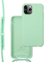 Coverzs Bio silicone case met koord geschikt voor Apple iPhone 12 Pro Max - mint