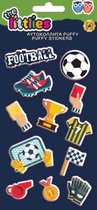 stickers Football Puffy 22 cm vinyl blauw 12 stuks