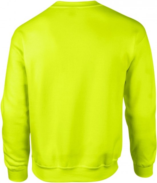 Sweatshirt jaune de sécurité, vu de dos.