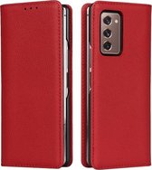 Voor Samsung Galaxy Z Fold2 5G Kleine Lychee Textuur Horizontale Flip Lederen Case met Houder & Kaartsleuf (Rood)