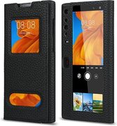 Voor Huawei Mate Xs Lychee Textuur Smart View Window Horizontale Flip Lederen Case met Houder & Slaap / Wake-up Functie (Zwart)