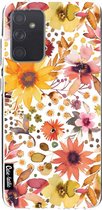 Casetastic Samsung Galaxy A72 (2021) 5G / Galaxy A72 (2021) 4G Hoesje - Softcover Hoesje met Design - Flowers Gold Print