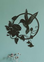 Wanddecoratie dieren | Kolibrie rond frame - L (54x60cm)
