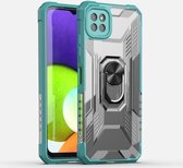 Voor Samsung Galaxy A22 5G PC + TPU Schokbestendige beschermhoes met metalen ringhouder (groen)