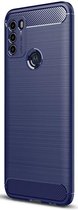 Motorola Moto G50 Hoesje Geborsteld TPU Flexibele Back Cover Blauw