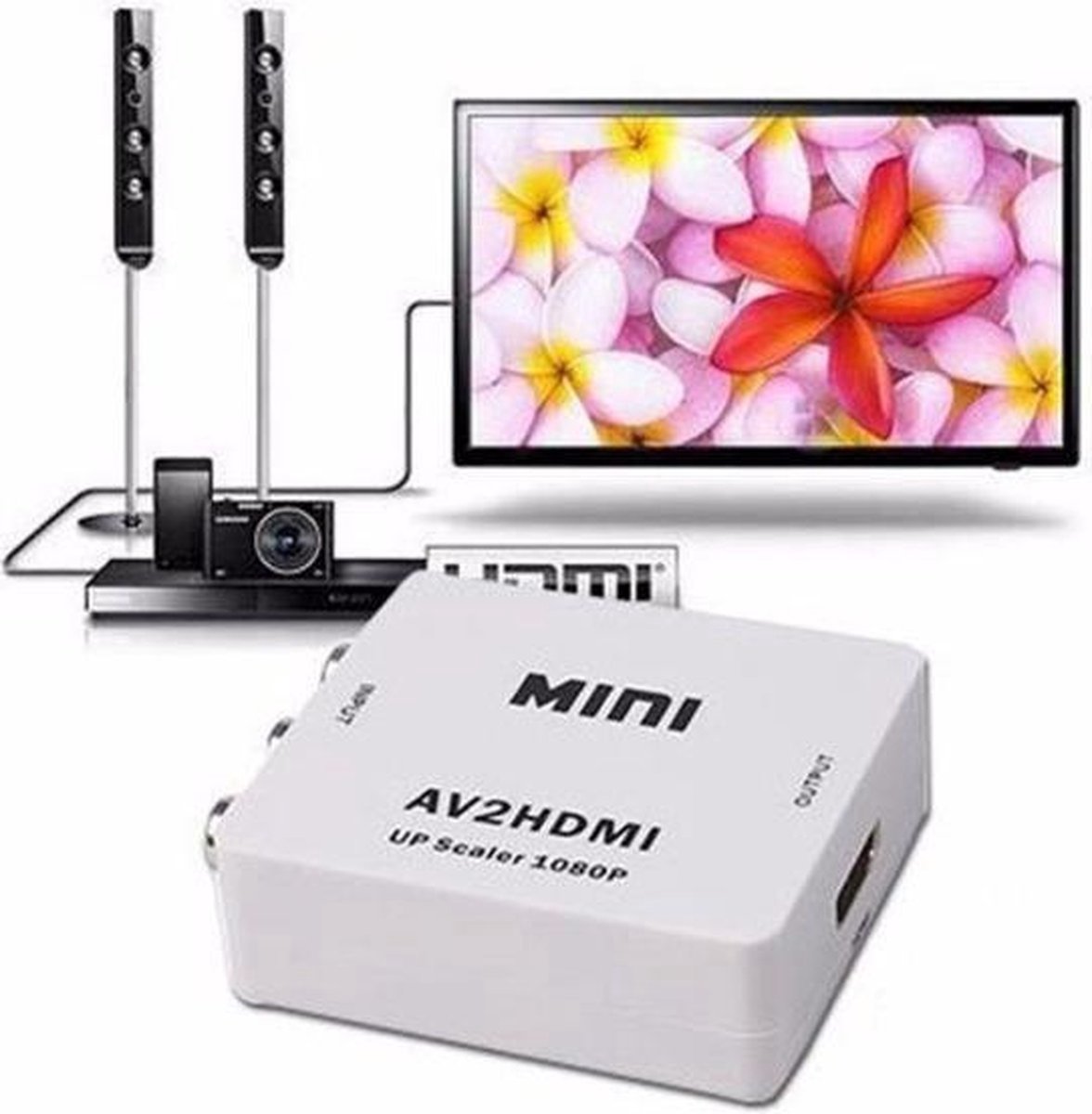 Heble TULP naar HDMI adapter - AV naar HDMI converter- Wit