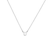 YO&NO - Ketting -  Zilver - Anker -  Letter U -  1,1 mm -  41 + 4 cm - Sieraden vrouw - Gerhodineerd - Zilver 925