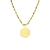 Stalen goldplated ketting&hanger geboortebloem