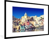 Fotolijst incl. Poster - Huis - Zee - Italië - 90x60 cm - Posterlijst