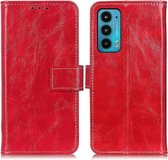 Voor Motorola Edge 20 Retro Crazy Horse Textuur Horizontale Flip Lederen Case met Houder & Kaartsleuven & Fotolijst & Portemonnee (Rood)