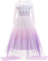 Prinses - Paarse kristallen Elsa jurk - Prinsessenjurk - Verkleedkleding - Maat 134/140 (8/9 jaar)