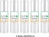 5 Rolls - Sous Vide Roll Zakken - Voor Vacuüm Verpakkingsmachine - Verpakking Voedsel Opslag - Vacuüm Zakken - Voor Vacuüm Sealer - 20-300CM