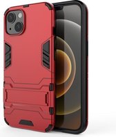 PC + TPU schokbestendige beschermhoes met onzichtbare houder voor iPhone 13 (rood)