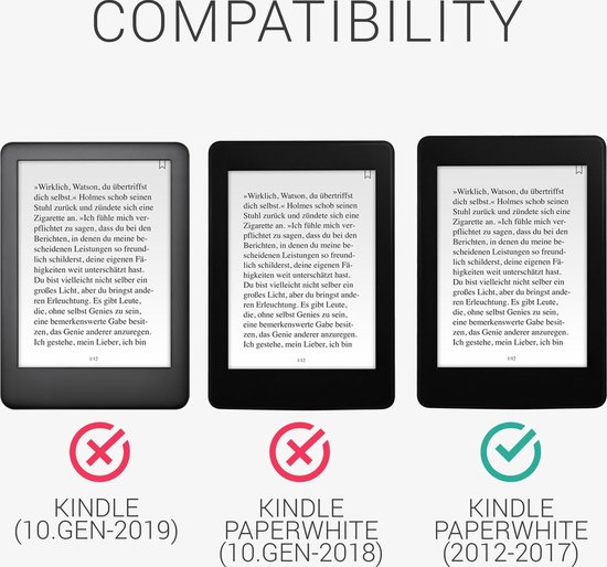 kwmobile e-reader hoesje geschikt voor Amazon Kindle Paperwhite (2012-2017) hoes - Ereader flip case met standaard - Kunstleren e reader cover - Brushed Hart design in donkerrood — afbeelding 3