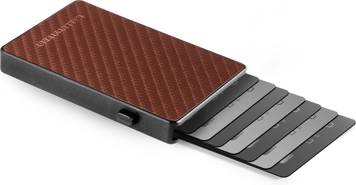 Luxe Walletstreet Carbon Aluminium Pasjeshouder CRB Type - Walletstreet Aluminium Creditcardhouder Card Protector Anti-Skim/ RFID Card Protector 7 Pasjes –  Bruin/Brown — cadeau in Mode & Accessoires - foto 3