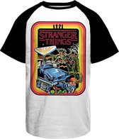 Stranger Things Raglan Tshirt -S- Retro Poster Wit/Zwart