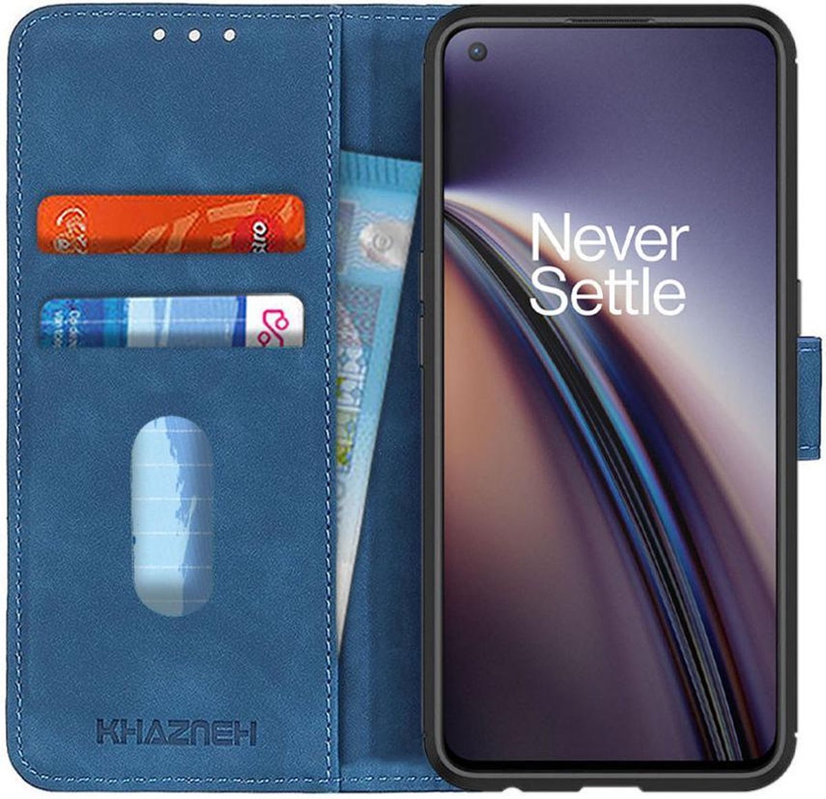 KHAZNEH OnePlus Nord CE 5G Hoesje Retro Wallet Book Case Blauw
