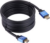 By Qubix HDMI Kabel 10 Meter - HDMI 2.0 Versie - High Speed 4k - 60 fps - ondersteund HDR - Blue Line