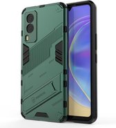 Voor vivo V21e 5G Punk Armor 2 in 1 PC + TPU schokbestendig hoesje met onzichtbare houder (groen)