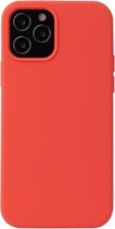 Effen kleur vloeibare siliconen schokbestendige beschermhoes voor iPhone 13 mini (koraalrood)