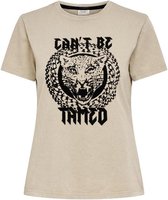 Jacqueline de Yong T-shirt Jdybounty Life S/s Print Top Jrs 15233422 Dune/cant Be Dames Maat - L