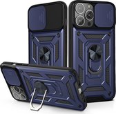 iPhone 12 Pro Max Rugged Armor Back Cover Hoesje met Camera Bescherming - Stevig - Heavy Duty - TPU - Apple iPhone 12 Pro Max - Blauw