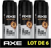 AXE Dark Temptation deodorant voor heren - 72 uur non-stop frisheid - antibacterieel en vochtbestendig - batch van 6 x 200 ml - 1,2 l
