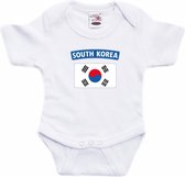 South-Korea baby rompertje met vlag wit jongens en meisjes - Kraamcadeau - Babykleding - Zuid-Korea landen romper 80