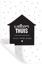 Muurstickers - Sticker Folie - Huis - Spreuken - 'Welkom thuis, home sweet home' - Quotes - 20x30 cm - Plakfolie - Muurstickers Kinderkamer - Zelfklevend Behang - Zelfklevend behangpapier - Stickerfolie