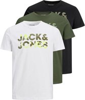 Jack & Jones T-shirt Jjsoldier Logo  Tee Ss Crew Neck 3p 12199741 Black/1black 1 Forest 1 White Mannen Maat - S