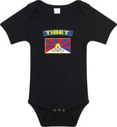 Tibet baby rompertje met vlag zwart jongens en meisjes - Kraamcadeau - Babykleding - Tibet landen romper 80 (9-12 maanden)