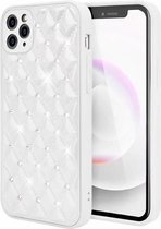 iPhone XR Luxe Diamanten Back Cover Hoesje - Siliconen - Diamantpatroon - Back Cover - Apple iPhone XR - Wit