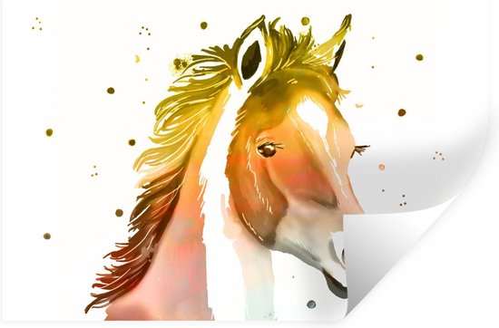 Stickers Stickers muraux - Cheval - Couleurs - Wit - 90x60 cm - Feuille adhésive