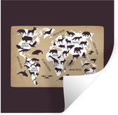 Muurstickers - Sticker Folie - Wereldkaart Kinderen - Wit - Bruin - 100x100 cm - Plakfolie - Muurstickers Kinderkamer - Zelfklevend Behang XXL - Zelfklevend behangpapier - Stickerfolie
