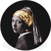 WallCircle - Wandcirkel ⌀ 30 - Het meisje met de parel - Vermeer - Goud - Ronde schilderijen woonkamer - Wandbord rond - Muurdecoratie cirkel - Kamer decoratie binnen - Wanddecoratie muurcirkel - Woonaccessoires