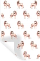 Muurstickers - Sticker Folie - Leeuw - Illustratie - Patroon - 80x120 cm - Plakfolie - Muurstickers Kinderkamer - Zelfklevend Behang - Zelfklevend behangpapier - Stickerfolie