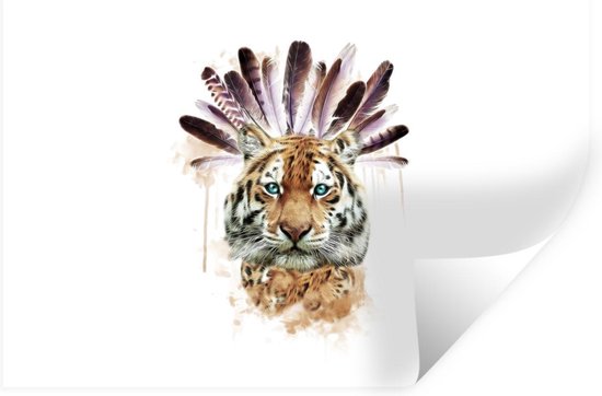 Stickers muraux - Tigre - Tête - Ressorts - 30x20 cm - Feuille adhésive