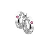 YO&NO - Oorbellen - Zilver - Oorringen - klap - Zirkonia - Roze - 12mm - 3,5mm - Kinderen - Zilver 925